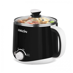 Panela Elétrica Dezin Hot Pot 1,6L em Aço Inox - Ideal para Cozinhar Macarrão, Ovo, Dumpling e Sopa Rapidamente