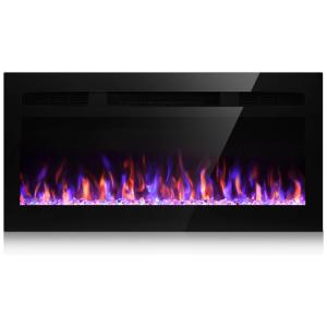 Lareira Elétrica de Embutir A44x94L com Controle Remoto e Temporizador, 110V, LITSDFM, Espelhada