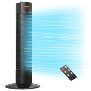 NA Ventilador de Torre com 4 Velocidades, Controle Remoto, 110V 60W, Preto