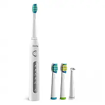Escova Dental Elétrica Recarregável 5 Modos 3 Cabeças, DNSLY TB 507, Branco