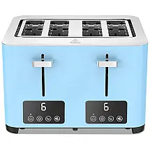 Torradeira de 4 Fatias com Tela LCD e 6 Níveis, 1500W, 110v, BBDAY, Azul