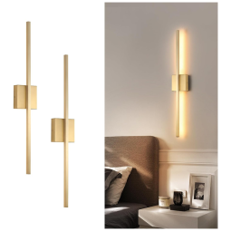 Conjunto de Luminária com Fio de Parede, 2 Peças e Estilo Moderno para Banheiro, Sala de Estar e Quarto, 110V, Fengkiop, Dourado