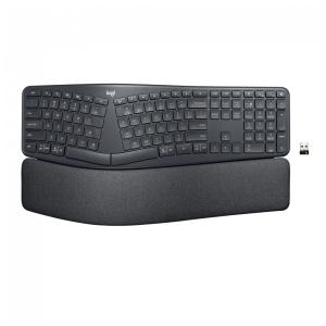 K860 Teclado Ergonômico Dividido Sem Fio Recarregável Reduz a Tensão das Mãos com Descanso de Pulso, LOGITECH 920 009166, Preto