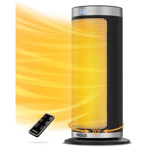 Aquecedor Elétrico Portátil com Tela LED, Controle Remoto e Temporizador, 1500W 110V, PROUS, Preto