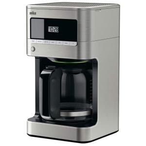 Cafeteira Elétrica Programável de vidro com gotejamento BrewSense, 12 xícaras, aço inoxidável, BRAUN KF7070, Prateado