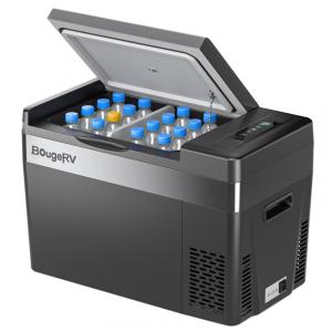Geladeira e Congelador Portátil 38 L com Compressor, 12 24V DC 110 240 Volts AC, BougeRV, Preto
