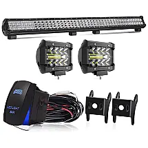 Farol de Milha LED Off Road 1M 252W Barra de Inundação Alumínio Fundido, KEENAXIS, Branco