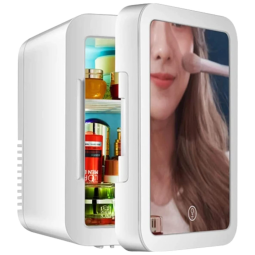 Mini Geladeira para Skincare 4 Litros com Espelho, 12V, 220V, DFGADF, Branco