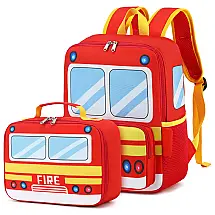 Mochila infantil escolar ônibus escolar 3D com lancheira térmica poliéster amarelo