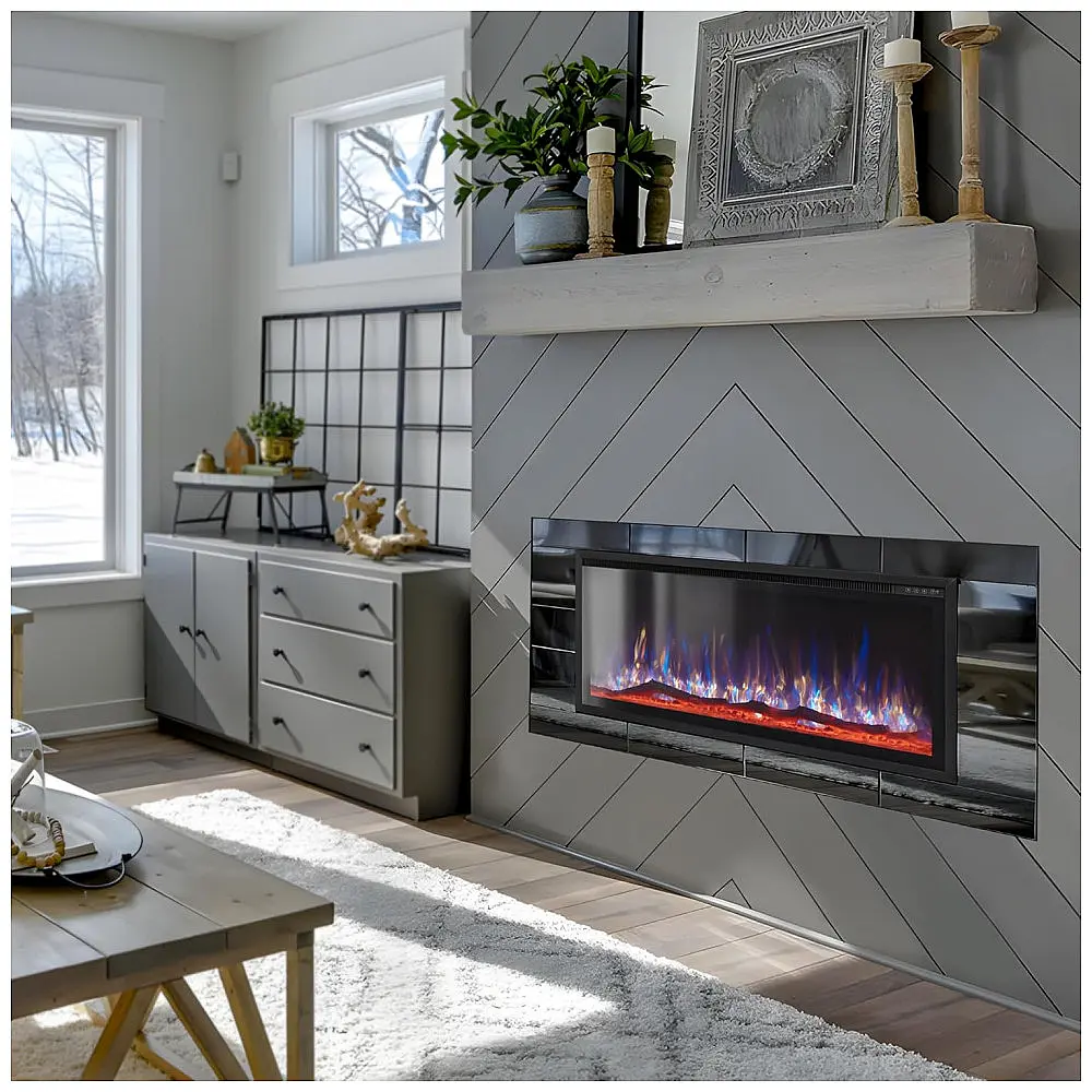 Lareira Elétrica de Parede MAISON ARTS 106 cm para Uso Interno, Controle Remoto, Tela Touch, 1500/750W, Chama LED Ajustável — foto 2