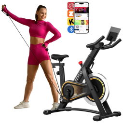 Bicicleta de exercício, simulou bicicletas estacionárias para casa com 2 faixas de resistência. Aplicativo exclusivo