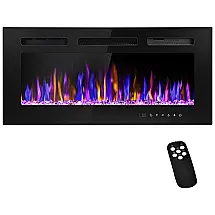 Lareira Elétrica de Embutir A43x91L com Controle Remoto e Digital com Chamas Multicolorida, 1500W, 110v, BETELNUT, Preto