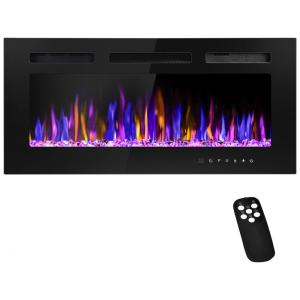 Lareira Elétrica de Embutir A43x91L com Controle Remoto e Digital com Chamas Multicolorida, 1500W, 110v, BETELNUT, Preto