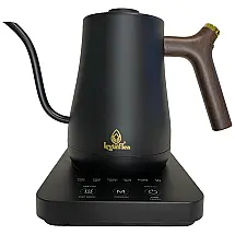 Chaleira Elétrica 1L em Aço Inoxidável com 5 Predefinições, Design à Prova de Vazamentos e Proteção Contra Fervura, Leyla s Tea, Preto Fosco