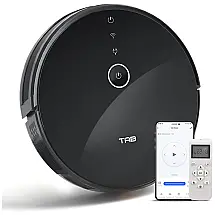 Aspirador de Pó Robô Inteligente e Automático Potente 2000Pa com Controle Remoto e APP Ideal para Pelos, TAB TG30, Preto