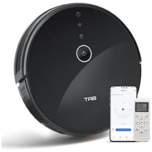 Aspirador de Pó Robô Inteligente e Automático Potente 2000Pa com Controle Remoto e APP Ideal para Pelos, TAB TG30, Preto