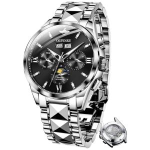 Relógio Masculino Analógico Automático, OUPINKE TY OU G3201, Prateado