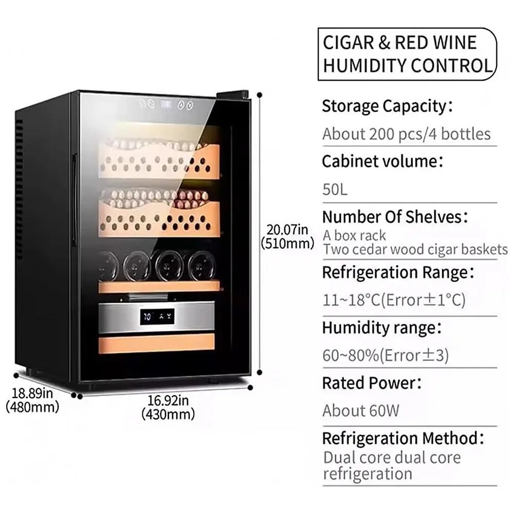 Humidor para Charutos Generic Preto Capacidade 200-300 Unidades com Revestimento Cedro e Higrômetro Digital — foto 2