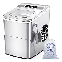 FZF Máquina de Gelo Automática Capacidade 2L, Aço Inoxidável com Painel de Controle, 110V, Prata