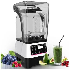 Liquidificador Profissional 1,6L Silencioso e Multifuncional, 110V 2200W, Lecon Chef, Branco e Preto