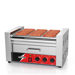 Máquina para Hot Dogs Crosson Inox com Aquecedor de Pães 9 Rolos 24 Hot Dogs 1750W 120V
