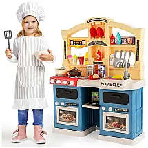 Cozinha de Brinquedo Realista com 69 Peças para Crianças de 3 Anos ou Mais, Costzon, Azul