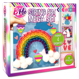 BMe Kit Faça Você Mesmo DIY 4 Quadros Tema Unicórnio em Linhas, Idade Recomendada 6 ou mais, CREATIVE KIDS, Rosa