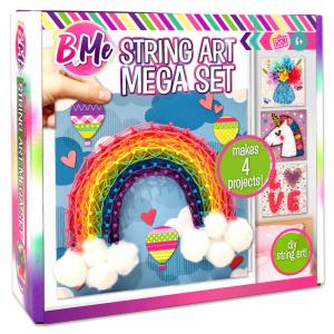 BMe Kit Faça Você Mesmo DIY 4 Quadros Tema Unicórnio em Linhas, Idade Recomendada 6 ou mais, CREATIVE KIDS, Rosa