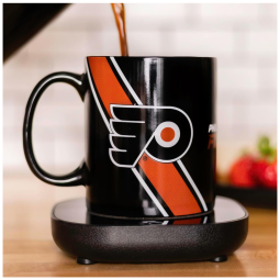 Aquecedor de Caneca, Tema Philadelphia Flyers com Desligamento Automático, Inclui Caneca, 16W, Uncanny Brands, Preto e Laranja