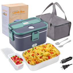 Marmita Elétrica Portátil 1,8L com Recipiente de Aço Inoxidável e Acessórios, 12V 110V 55W, CLCYICEN, Azul e Verde