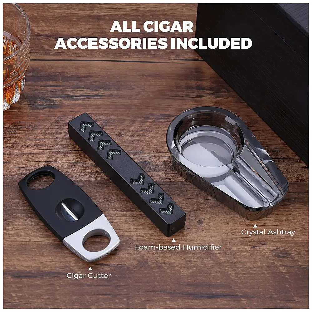Humidor para Charutos CINOROW 35-50 Unidades com Gaveta para Acessórios e Higrômetro Digital — foto 3