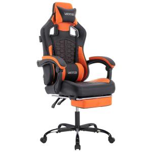 Cadeira Gamer Reclinável e Giratória com Apoio para Cabeça e Pés, WOTSTA , Preta e Vermelha