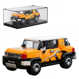 Kit de Construção Carro Toyota Land Cruiser SUV com 414 Peças e Vitrine de Acrílico para Crianças Acima de 8 Anos, Mold King, Laranja