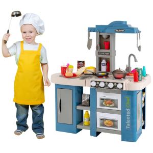Cozinha de Brinquedo Realista com 67 Peças para Crianças de 3 Anos ou Mais, Costzon, Azul