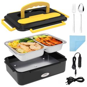 Marmita Elétrica 3 em 1 Portátil 1.5L com Divisórias, 24, 12V, 40W, 110v, ADDFUN MK 001, Azul