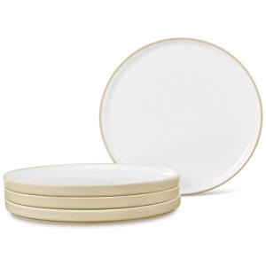 Conjunto de Pratos para Salada e Sobremesa com 4 Peças, Formato Redondo, Material de Porcelana e Designer Minimalista, Noritake, Creme