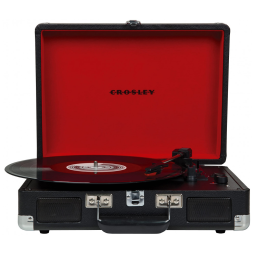 Vitrola Toca-Discos Cruiser Plus, Vintage, 3 Velocidades, Bluetooth, Maleta, CR8005F-BK Crosley, Preto/Vermelho