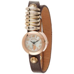 Relógio An qartzo de aço inox feminino com pleira de coro, U.S. POLO ASSN. USC40096, Marrom Escuro