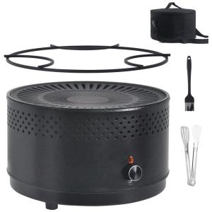 Churrasqueira a Carvão Portátil serve até 4 Porções, GREYHOO, Preto