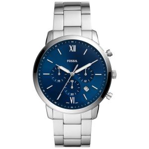 Relógio Masculino Analógico de Quartzo com Pulseira de Aço Inoxidável, Fossil FS5792, Prata e Azul