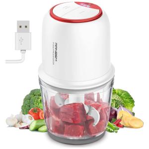 Mini Processador de Alimentos 600 mL Copo de Vidro 2 Velocidades 100W, 110v, RANBEM 238B, Branco