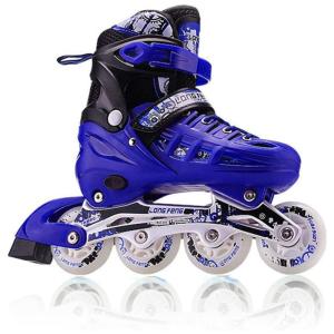 Patins Regulável e Ajustável para Crianças e Adolescentes, Tam BR 33 a 36, Long Feng, Azul