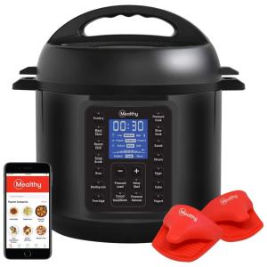 Panela de Pressão Elétrica, 9 em 1 Programável, 5.7 Litros, Aço Inoxidável, 110V 1000W, MEALTHY, Preto