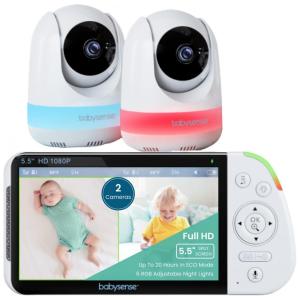 Babá Eletrônica com Câmera e Áudio, Visão Noturna, Zoom 4x,110V, Babysense, Branco