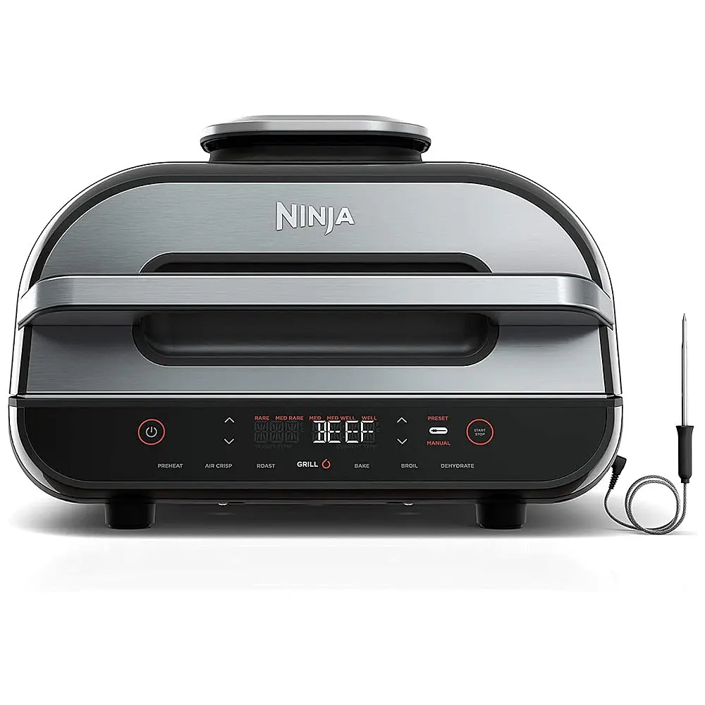 Grill Interno com Air Fryer Ninja Foodi Smart XL 6-em-1 Termômetro Digital 3,8 L (4 qt) 1760W Preto/Prata