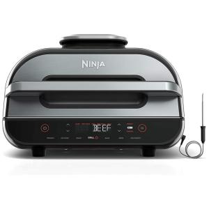 Foodi Smart XL 6 em 1 churrasqueira interna com 4 quart de fritadeira de ar para assar desidratar grelhar, NINJA FG551, Preto