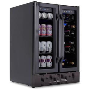 Adega Climatizada de Zona Dupla para 18 Garrafas e 60 Latas em Aço Inoxidável, 110V 100W, NewAir, Preta