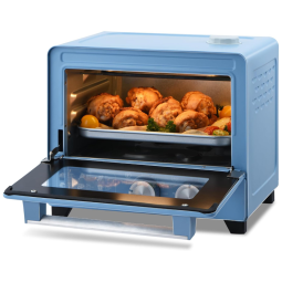 Forno Elétrico Torradeira de Aço Inoxidável, 6 em 1 com Controle de Temperatura, Capacidade de 12L e Temporizador, 110V 900W, OSAMKO, Azul