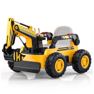 Escavadeira Infantil Elétrica Licenciada 4x4, 4 Motores 75W, Braço Elétrico, Bateria 12V 10Ah, Bluetooth, Controle, LIGIANT N9, 3-8 Anos