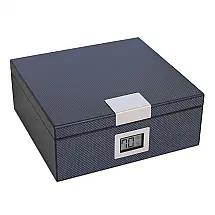 Humidor para Charutos Case Elegance Preto Cedro Espanhol Higrômetro Digital 25-50 Unidades